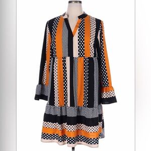 Stylish Orange and Black Polka Dot Dress